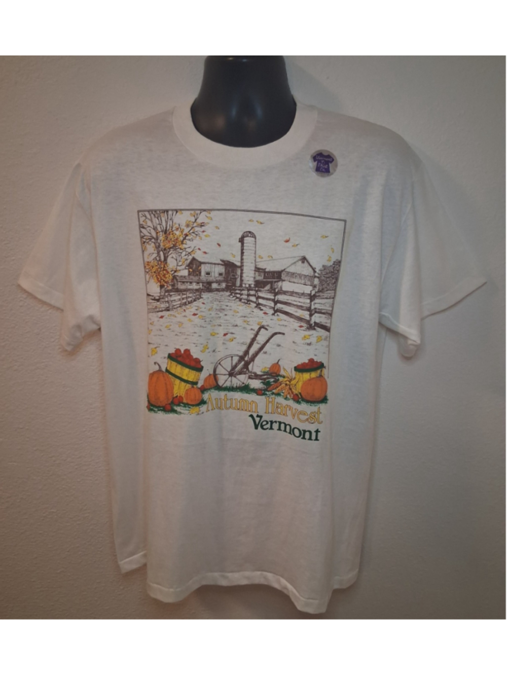 VTG 90s Vermont Autumn Harvest Adult XL T-shirt Single Stitch Hanes USA *READ*